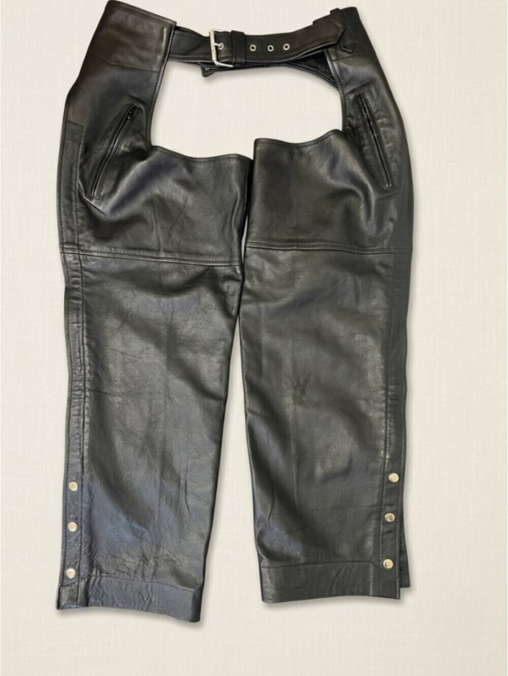 Moma Leather Canada Black Leather Biker Motorcycle Chaps XXL
